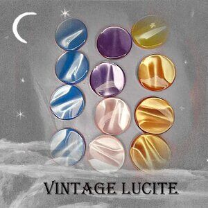 Vintage Lucite Buttons BIG Deep Glow Thermoset, TWELVE Assorted Moonglow Colors